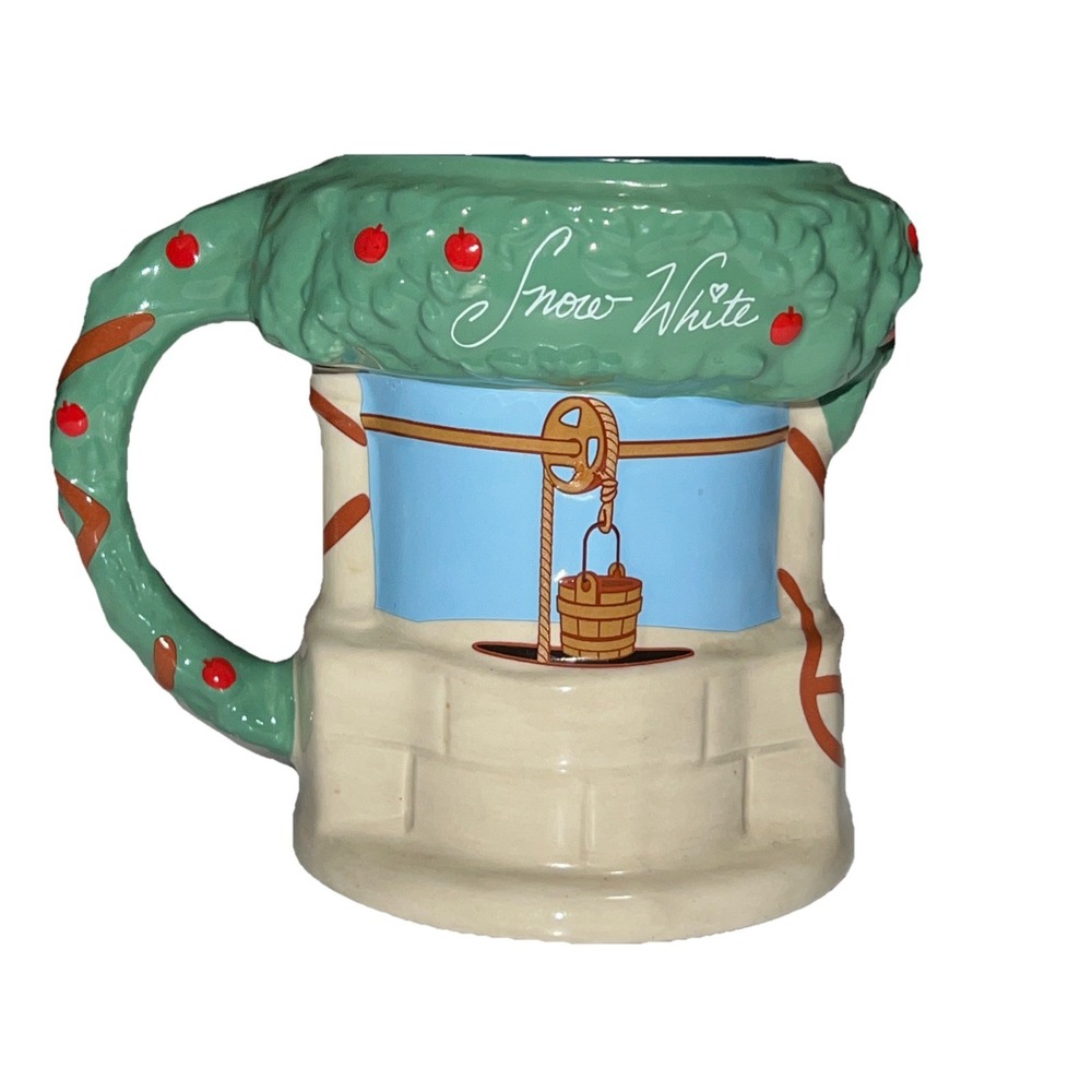 Disney Parks Snow White Wishing Well Sculpted Leafy Handle Ceramic Mug Cup